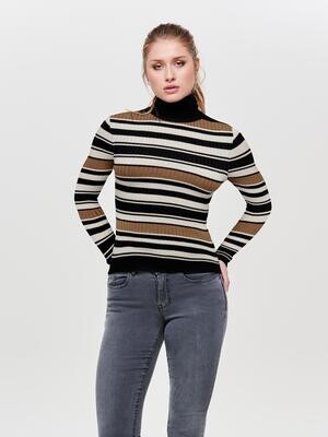 ONLKAROL L/S ROLLNECK PULLOVER KNT NOOS Black-Whitecap Gray-Toasted Coco Mix