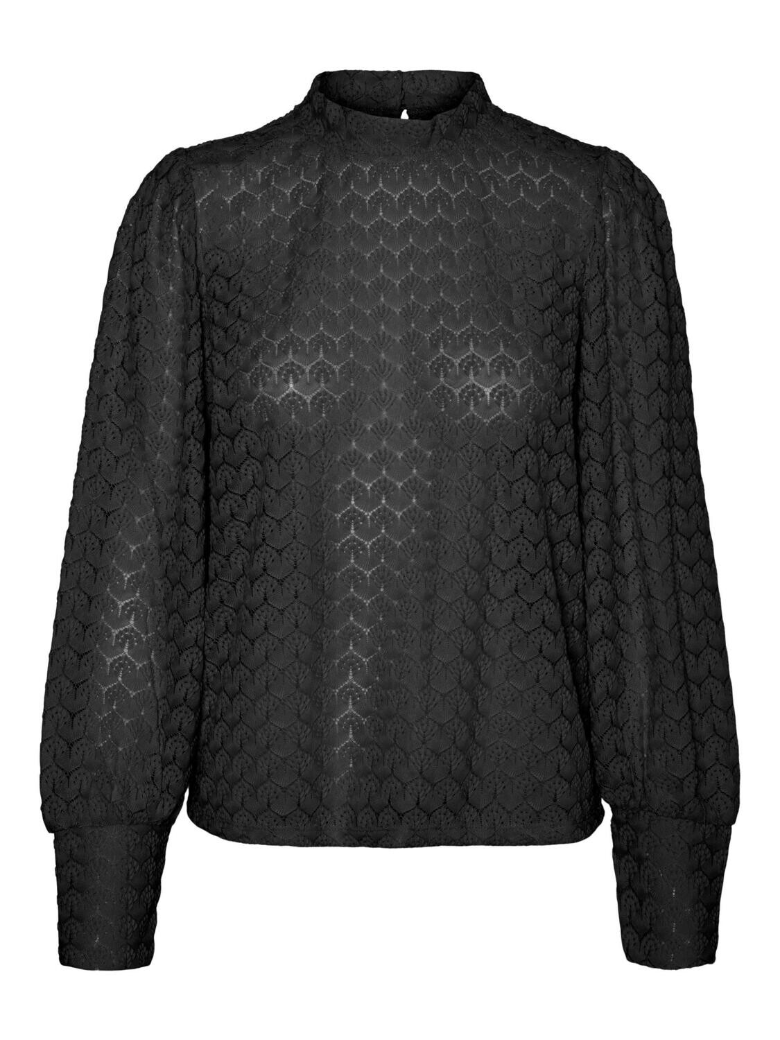 VMBECCA HIGH NECK LACE TOP JRS Black