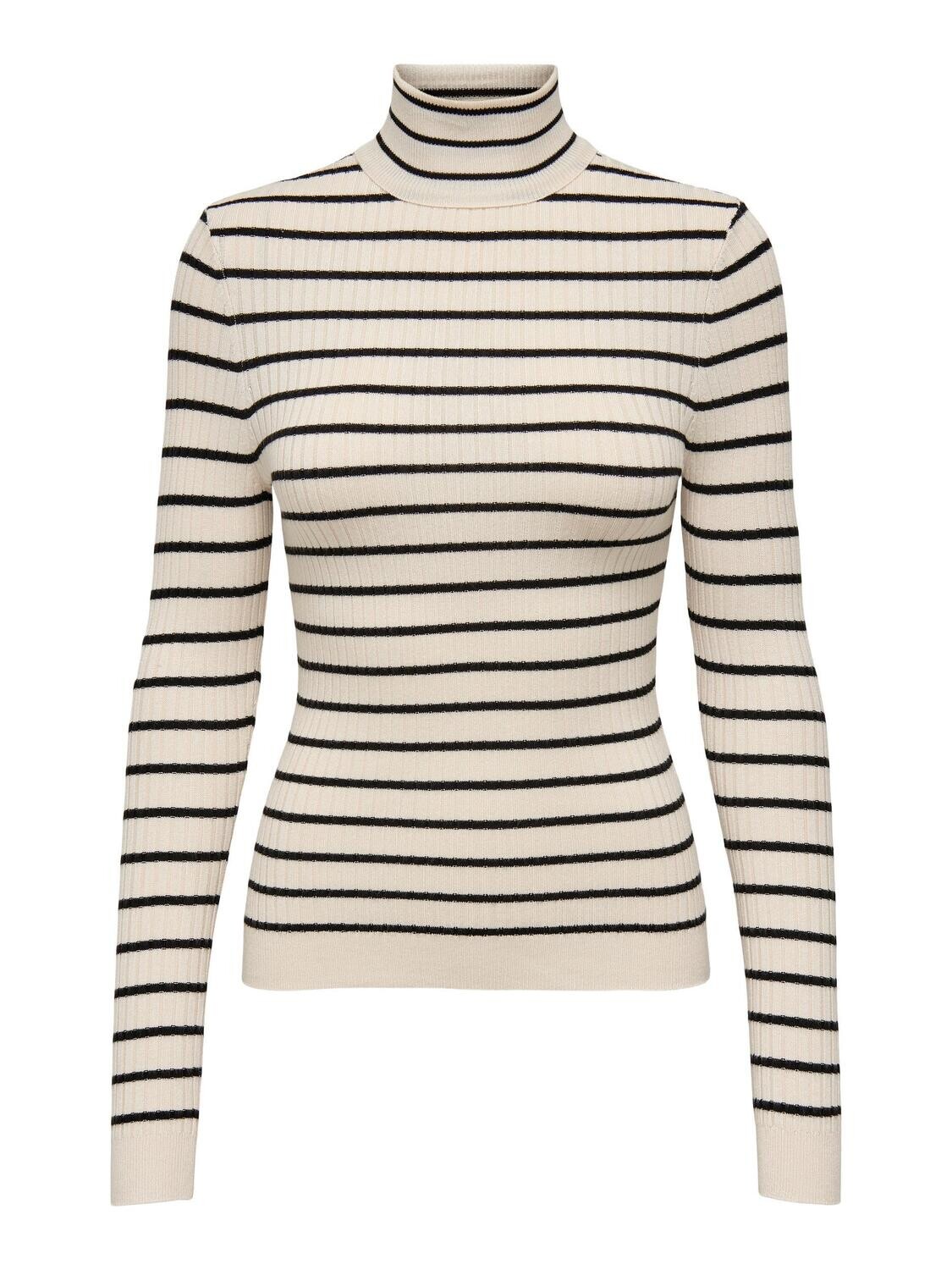 ONLKAROL L/S ROLLNECK PULLOVER KNT NOOS Whitecap Gray-Black Small Stripes