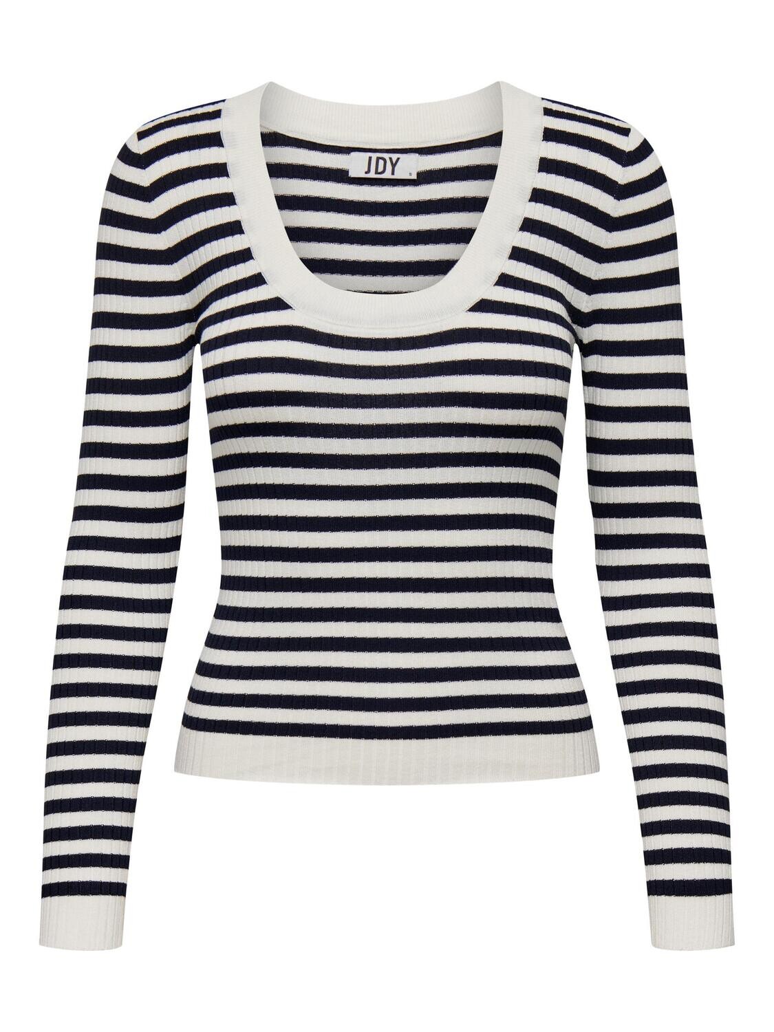 JDYPLUM YSLA L/S O-NECK PULLOV KNT Cloud Dancer-BLACK