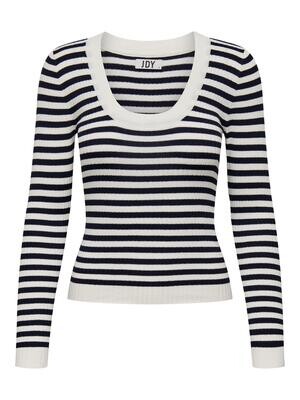 JDYPLUM YSLA L/S O-NECK PULLOV KNT Cloud Dancer-BLACK
