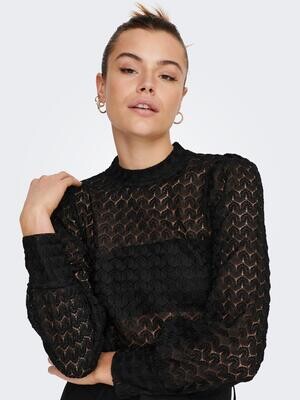 JDYAVERY L/S LACE TOP JRS Black
