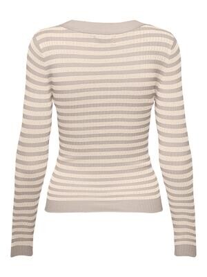 JDYPLUM YSLA L/S O-NECK PULLOV KNT Chateau Gray/EGGNOG