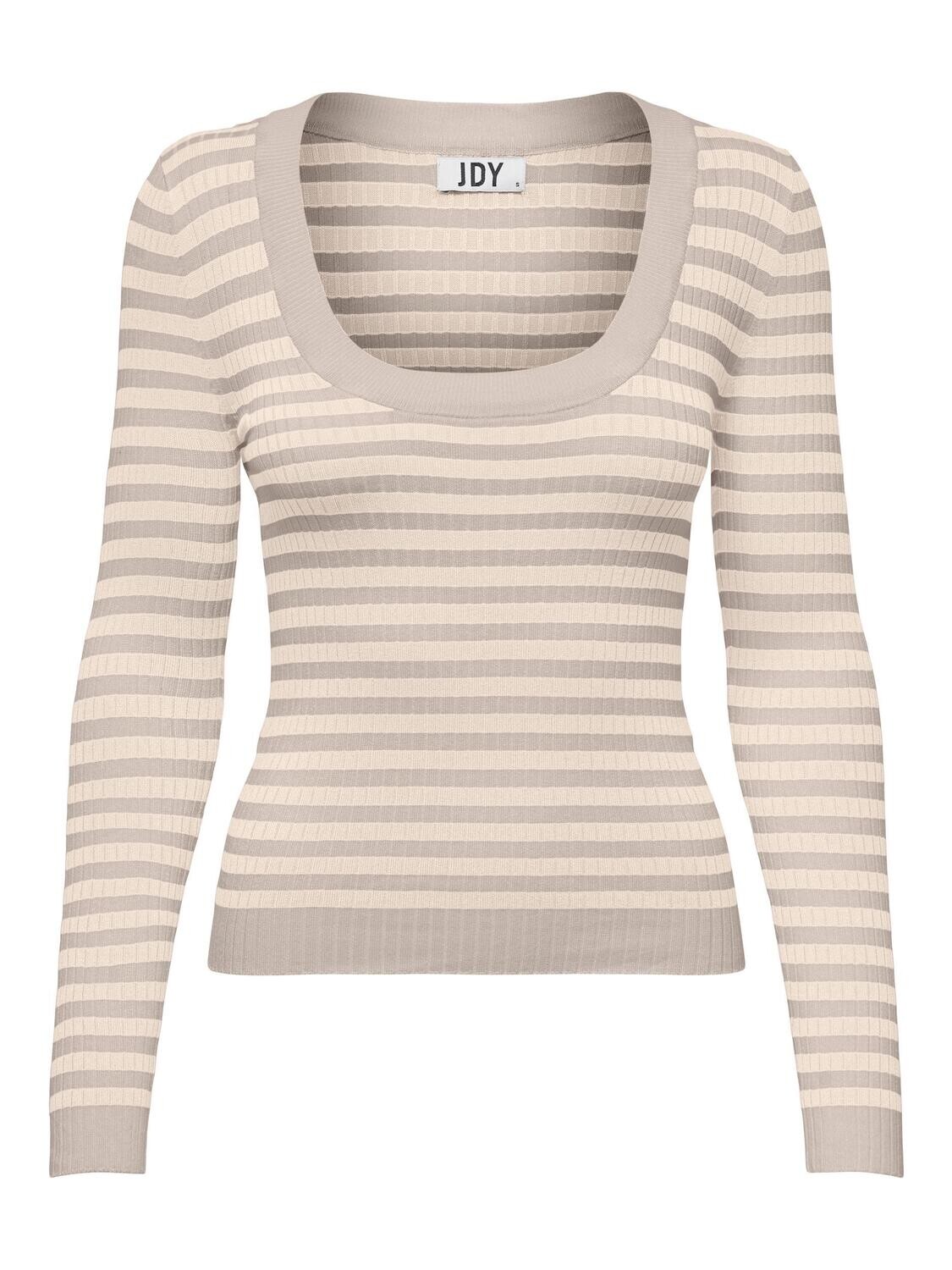 JDYPLUM YSLA L/S O-NECK PULLOV KNT Chateau Gray/EGGNOG