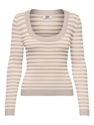 JDYPLUM YSLA L/S O-NECK PULLOV KNT Chateau Gray/EGGNOG