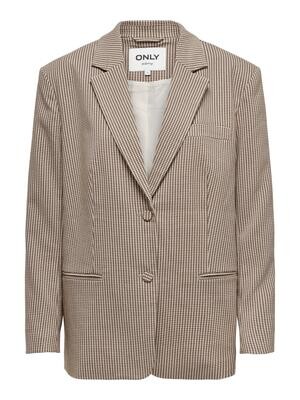 ONLMOLLY L/S OVS CHECK BLAZER TLR Pumice Stone-MOLE N TOASTED CO