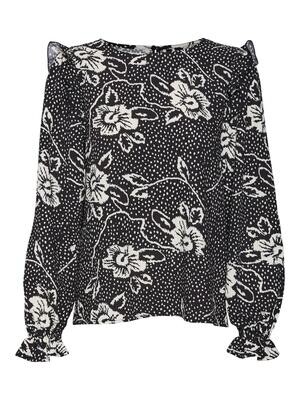 VMTILDA L/S O-NECK TOP WVN POP7 Black-GILLA FLOWER