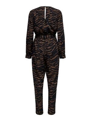 ONLBREE L/S V-NECK JUMPSUIT PTM Chestnut-Graphic animal