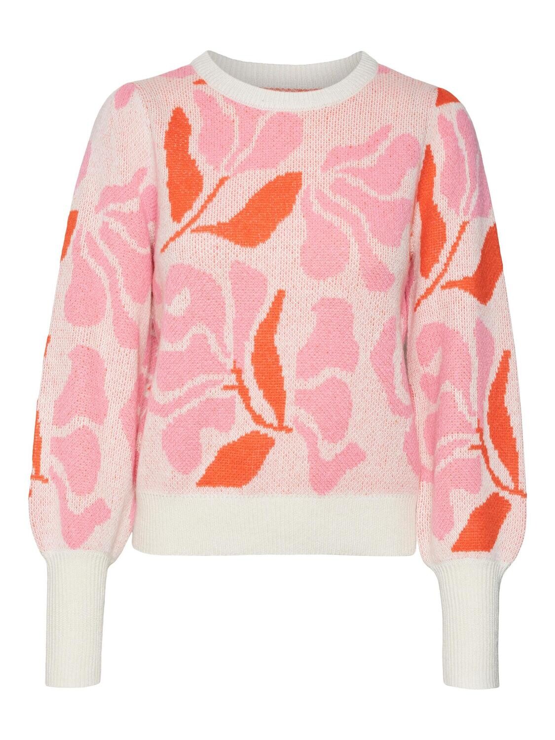 VMNEWTARI LS O-NECK PULLOVER GA BOO Birch-FLOWER W. SACHET PINK-TA