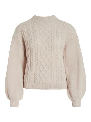VICHINTI O-NECK CABLE KNIT TOP-NOOS Birch
