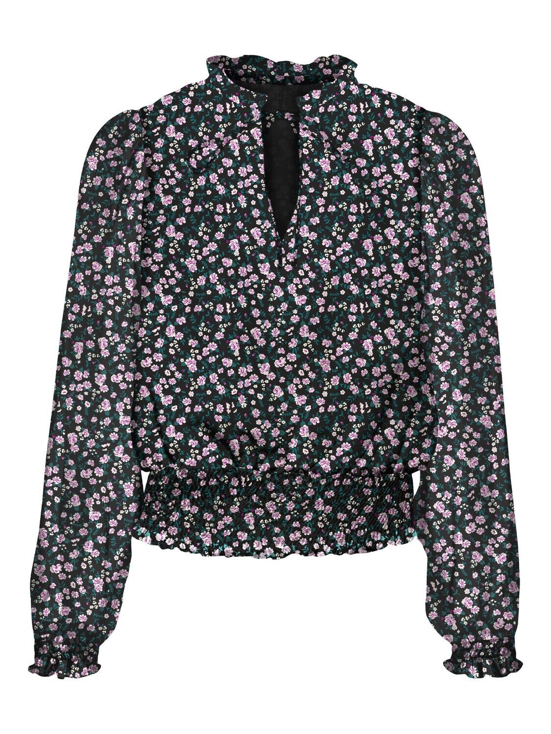 VMMILLA LS SMOCK SHORT TOP WVN GA NOOS Black-Medium Flower