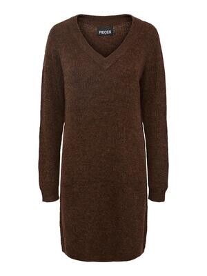PCELLEN LS V-NECK KNIT DRESS NOOS BC Chicory Coffee