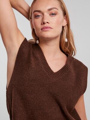 PCJENNIFER V-NECK KNIT VEST NOOS BC Chicory Coffee