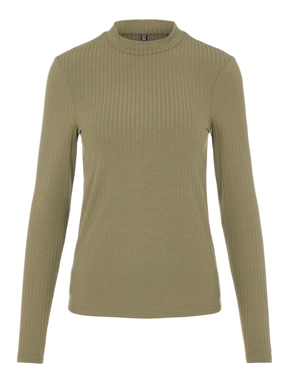 PCKYLIE LS T-NECK TOP NOOS Deep Lichen Green