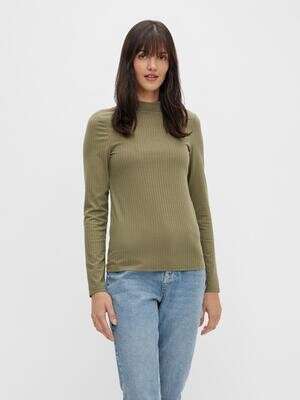PCKYLIE LS T-NECK TOP NOOS Deep Lichen Green