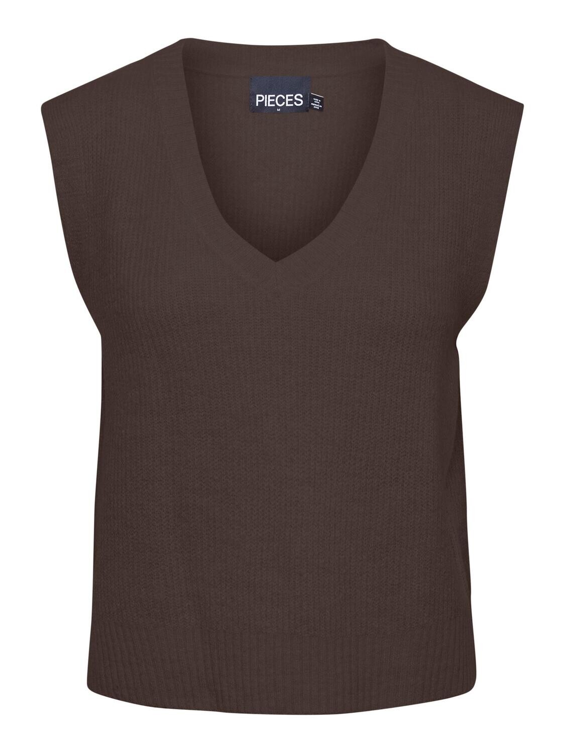 PCJENNIFER V-NECK KNIT VEST NOOS BC Chicory Coffee