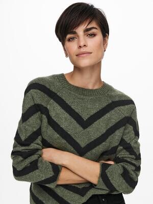 ONLELIZA L/S PULLOVER KNT NOOS Lizard/W/ BLACK