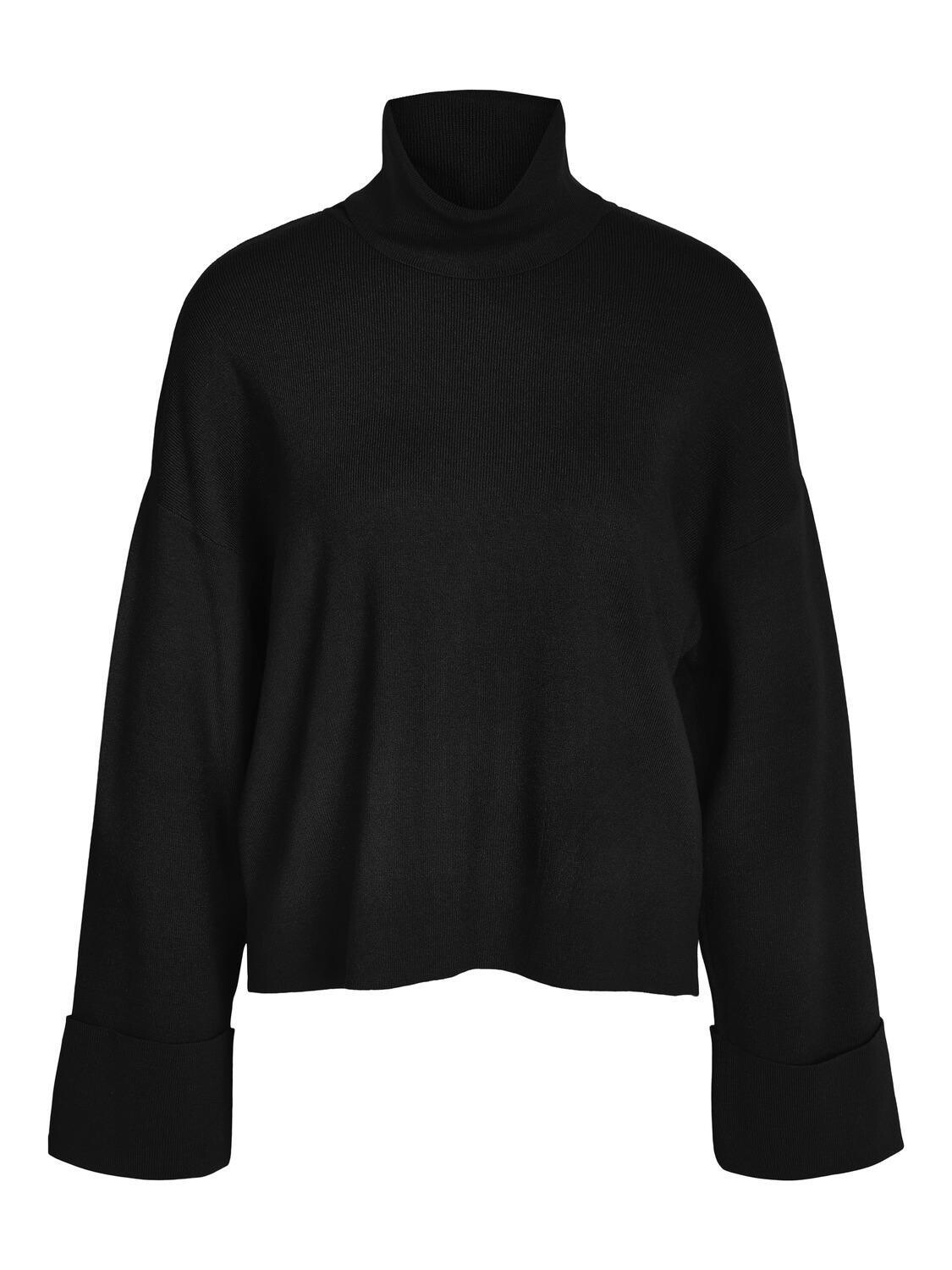 NMCLOE L/S ROLL NECK KNIT Black