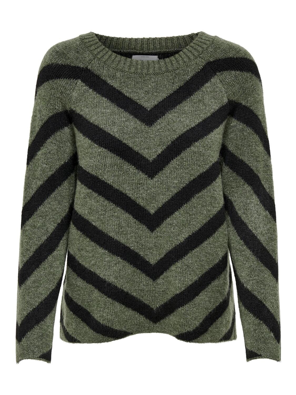 ONLELIZA L/S PULLOVER KNT NOOS Lizard/W/ BLACK