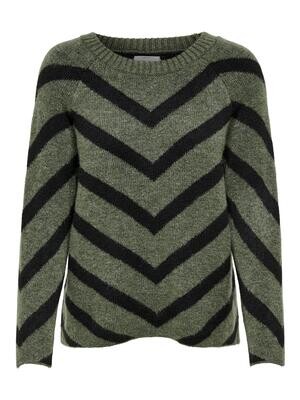 ONLELIZA L/S PULLOVER KNT NOOS Lizard/W/ BLACK