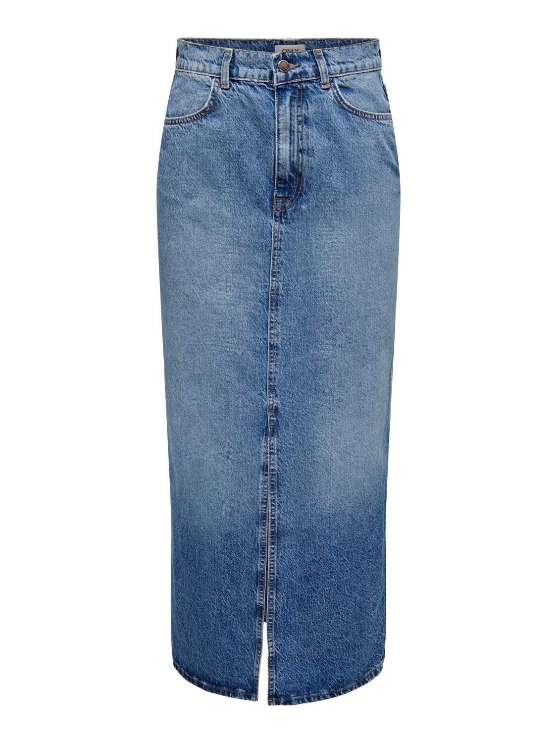 ONLCILLA LONG SLIT SKIRT DNM NOOS Medium Blue Denim
