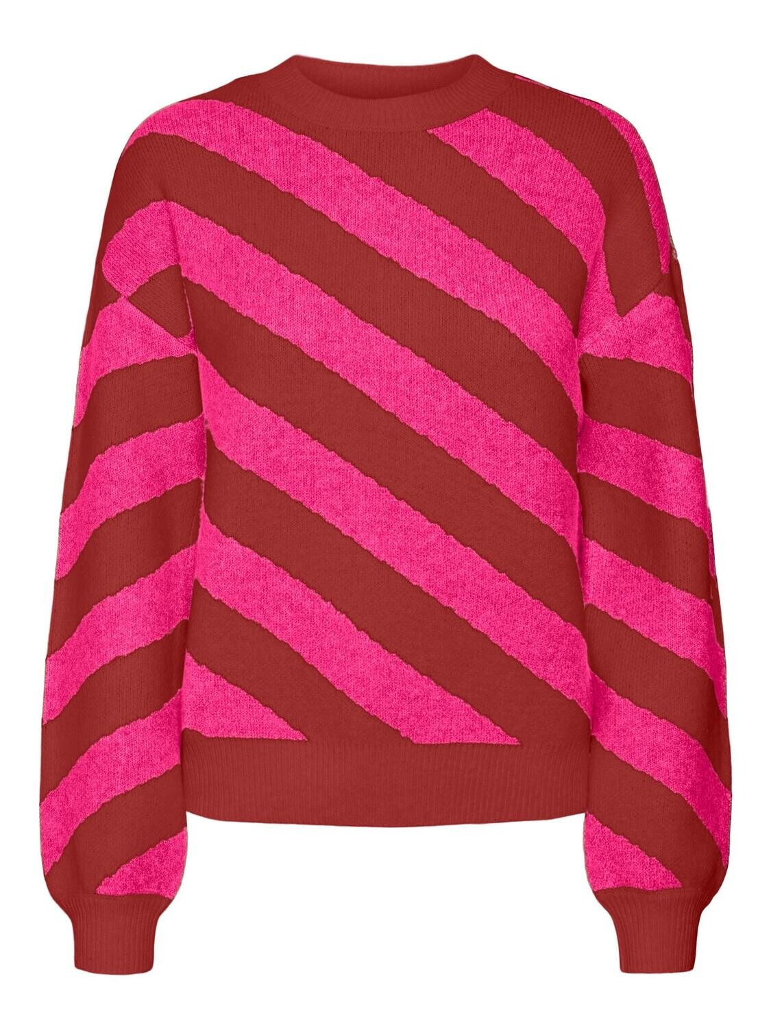 VMLARA LS O-NECK PULLOVER GA BOO Red Ochre-W. FUCHSIA PURPLE M