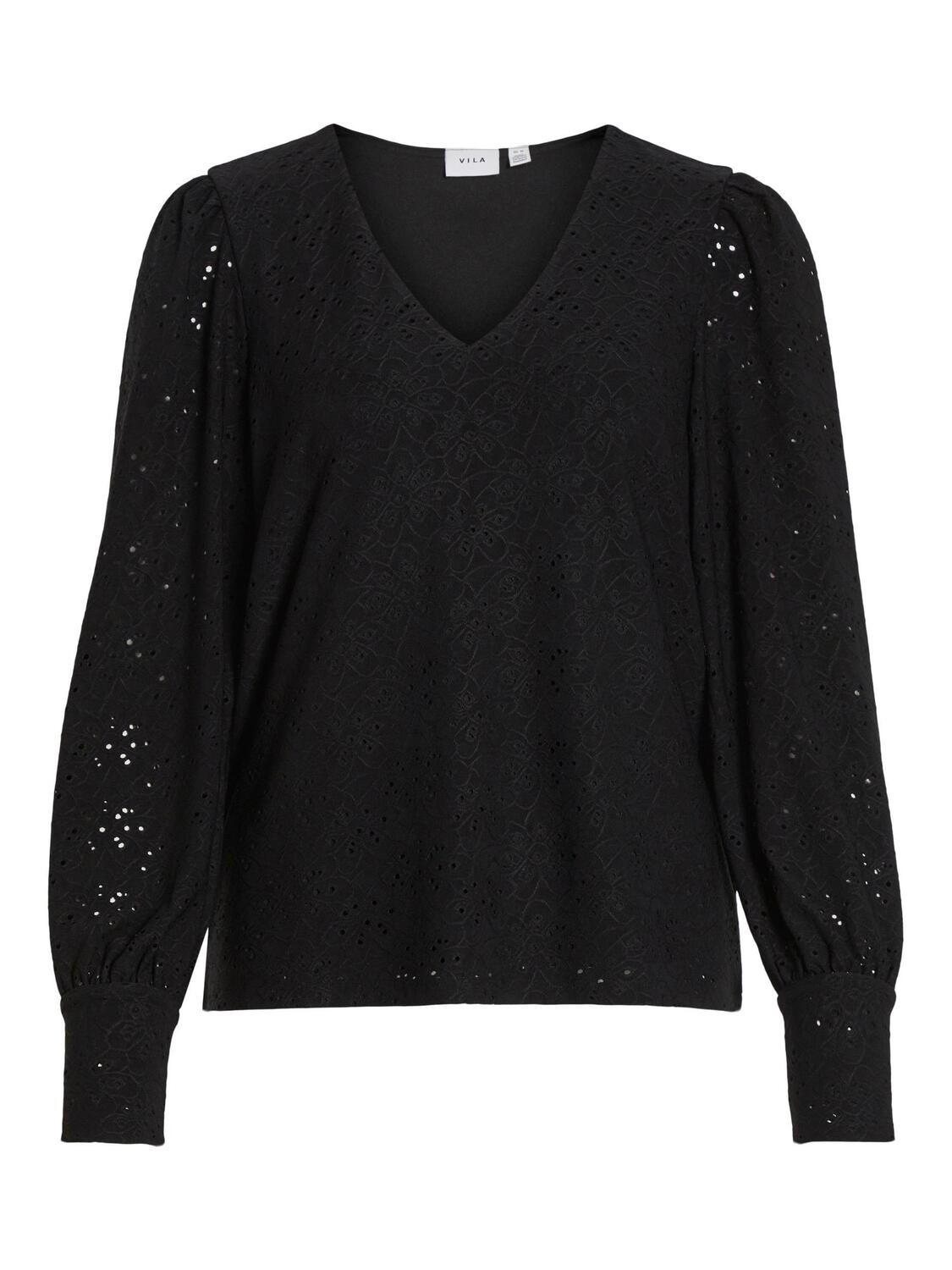 VIPAULINA V-NECK L/S TOP Black