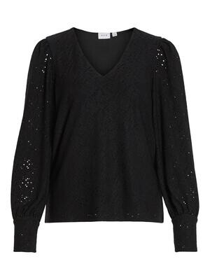 VIPAULINA V-NECK L/S TOP Black
