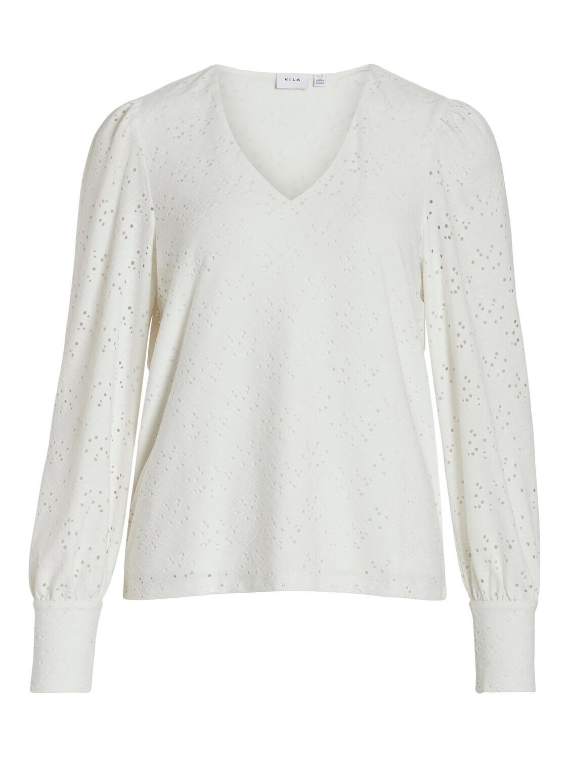 VIPAULINA V-NECK L/S TOP Cloud Dancer