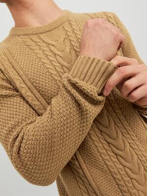 JJCRAIG KNIT CREW NECK AW23 Otter