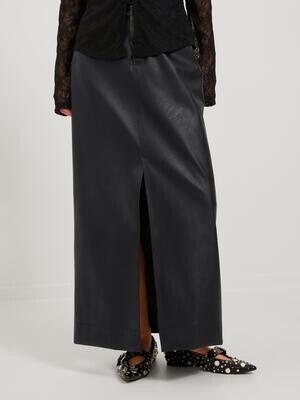 JXELVA LONG MW FAUX LEATHER SKIRT FL Black