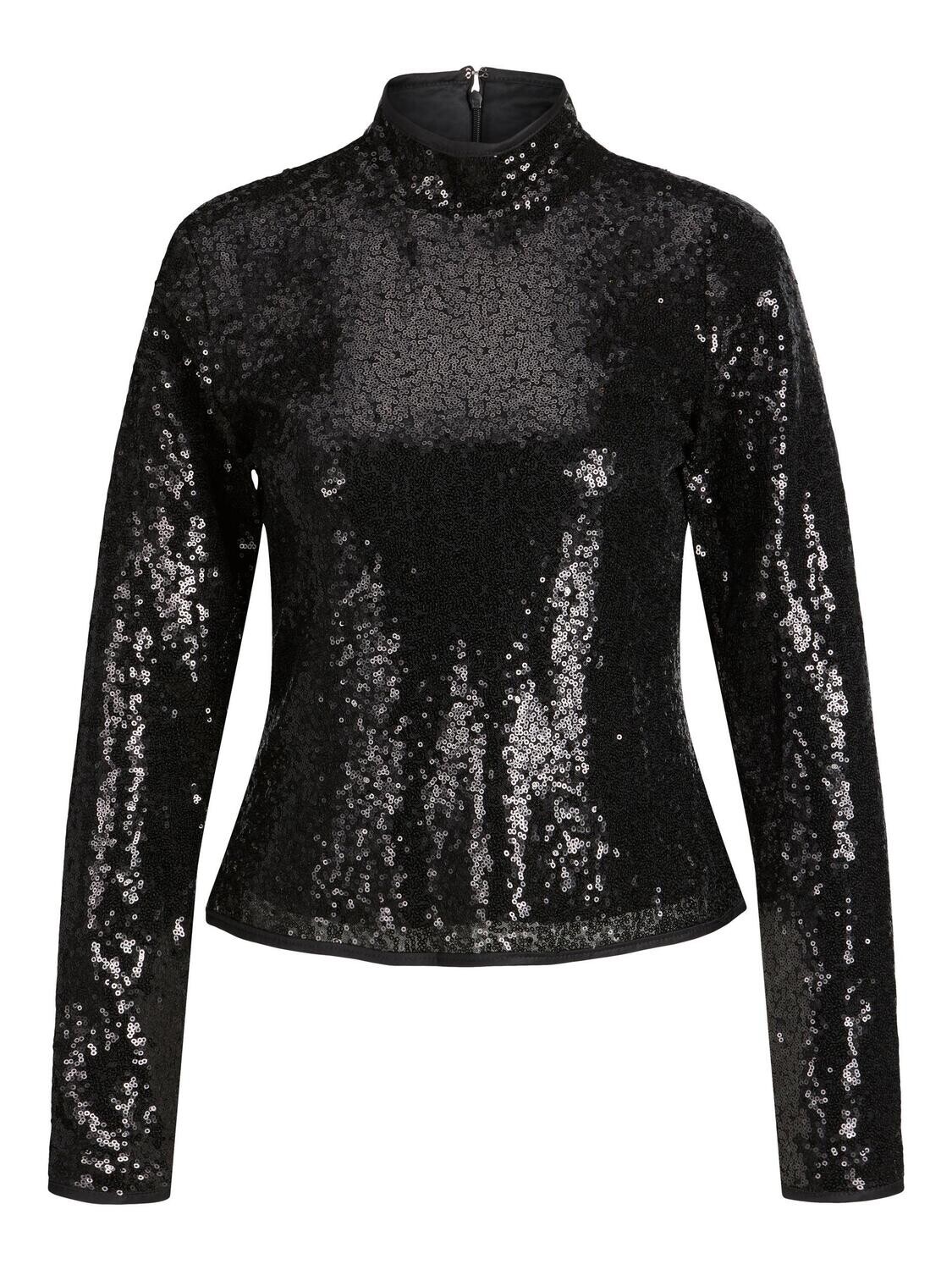 JXISLA SEQUIN LS TOP WVN Black