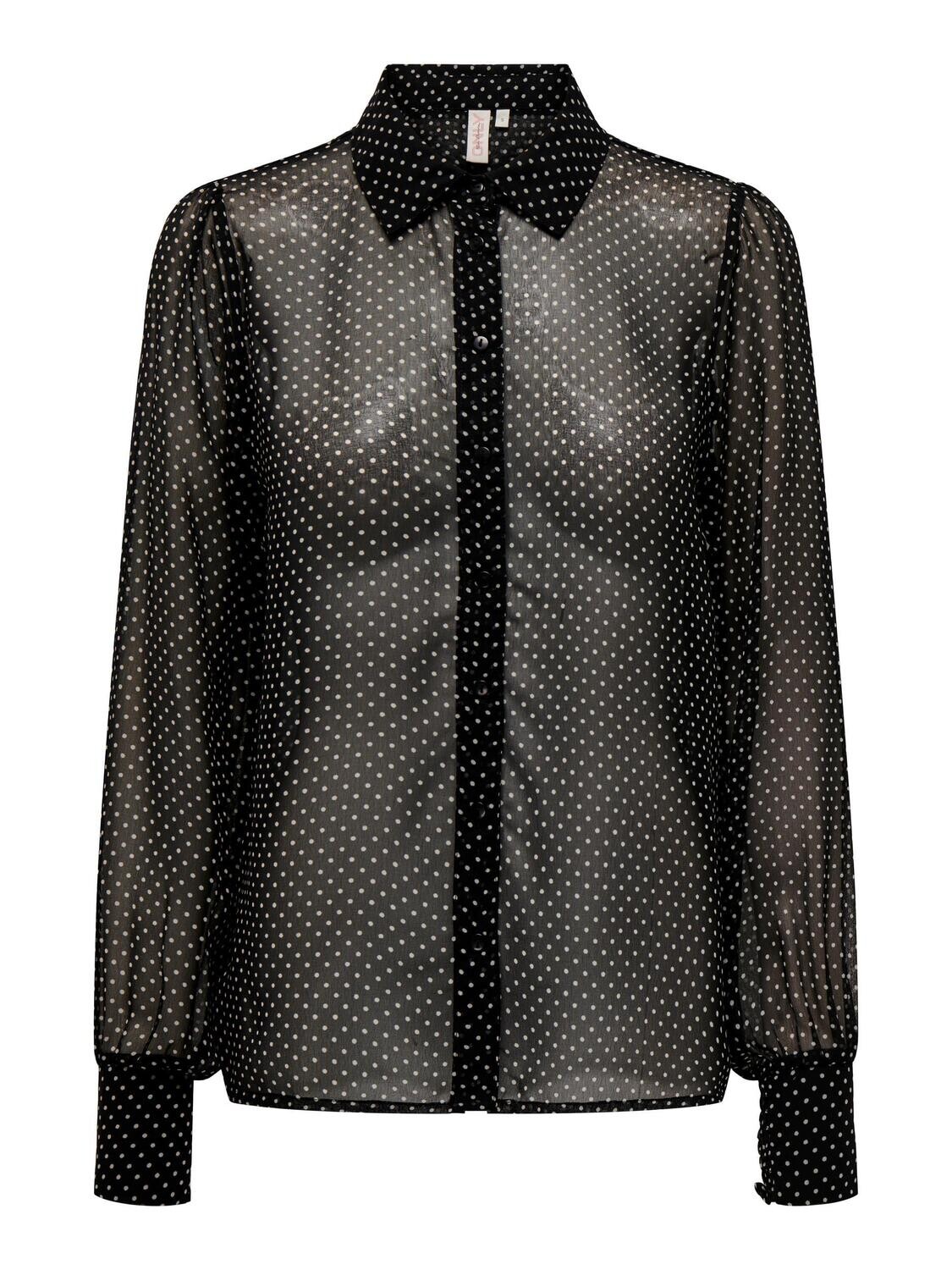 ONLISABELLA LS SHIRT WVN Black-w. white dots