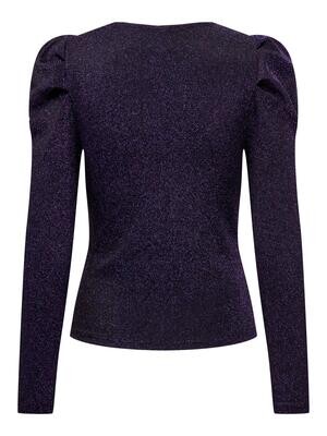 ONLNEW RICH L/S GLITTER PUFF TOP JRS Silver/Gold glitter