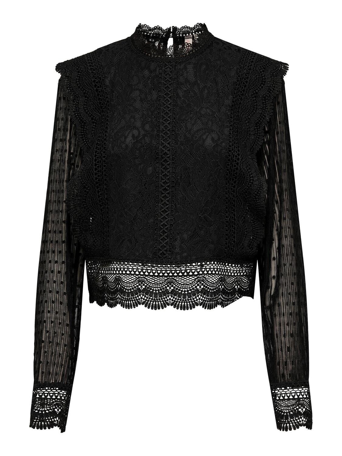 ONLELIANA KARO LS LACE TOP WVN NOOS Black