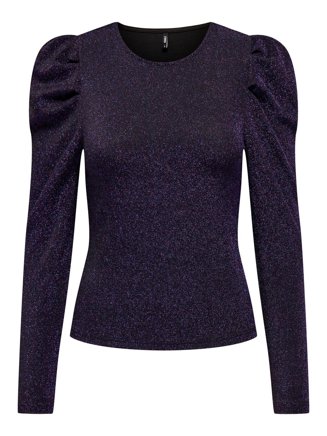 ONLNEW RICH L/S GLITTER PUFF TOP JRS Wave Ride/Bayberry glitter