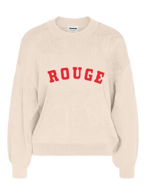 NMCHARLOTT L/S O-NECK KNIT Eggnog-FLAME SCARLET TEXT