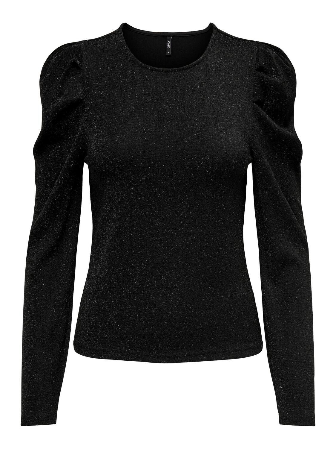 ONLNEW RICH L/S GLITTER PUFF TOP JRS Black-Black glitter