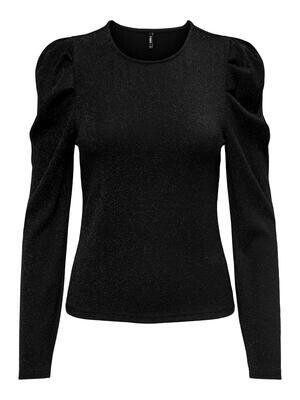 ONLNEW RICH L/S GLITTER PUFF TOP JRS Black-Black glitter