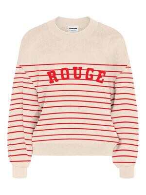 NMCHARLOTT L/S O-NECK KNIT Eggnog-FLAME SCARLET STRIPES