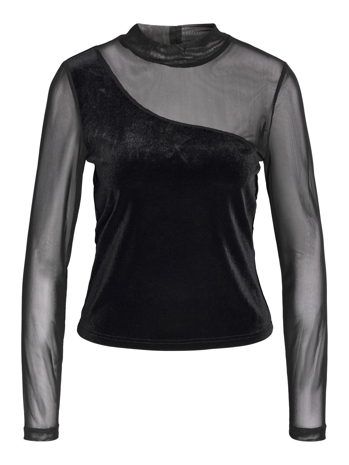 NMALMA L/S MIX VELVET TOP Black