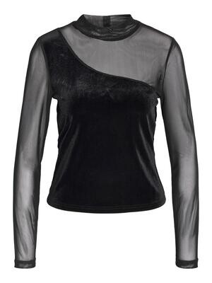 NMALMA L/S MIX VELVET TOP Black