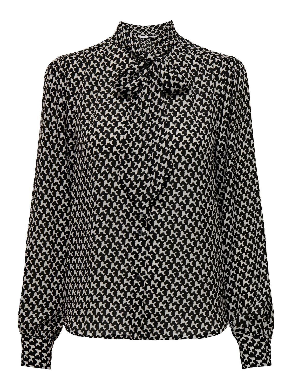 ONLRUTH LIFE L/S BOW SHIRT PTM Black-Walk the dogs