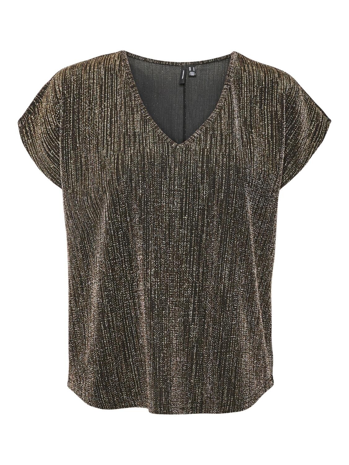 VMELMA S/S V-NECK TOP JRS BTQ Black-LUREX