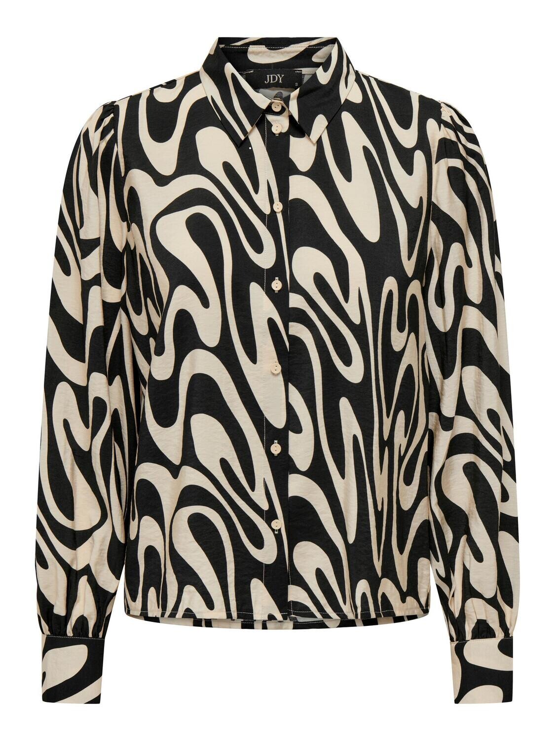 JDYCAMILLE L/S SHIRT WVN Black-TAPIOCA GEO