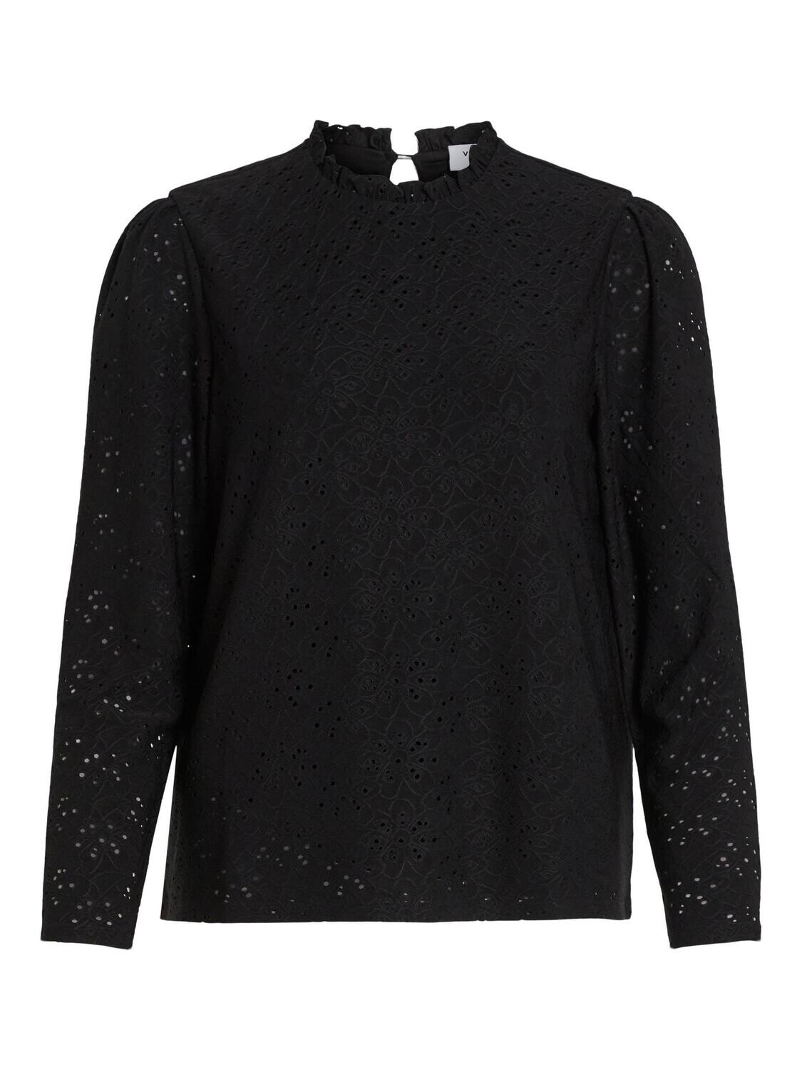 VIPAULINA FLOUNCE NECK L/S TOP Black