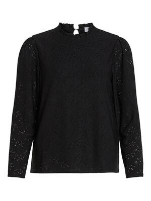 VIPAULINA FLOUNCE NECK L/S TOP Black