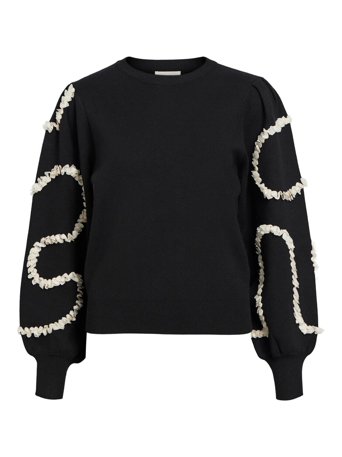 OBJDIDI L/S O-NECK KNIT PULLOVER 129 Black-Sandshell