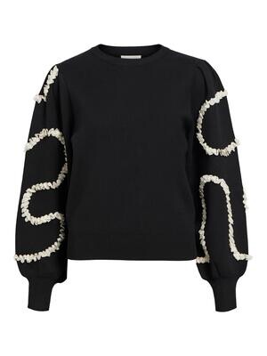 OBJDIDI L/S O-NECK KNIT PULLOVER 129 Black-Sandshell