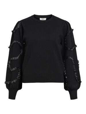 OBJDIDI L/S O-NECK KNIT PULLOVER 129 Black-Black